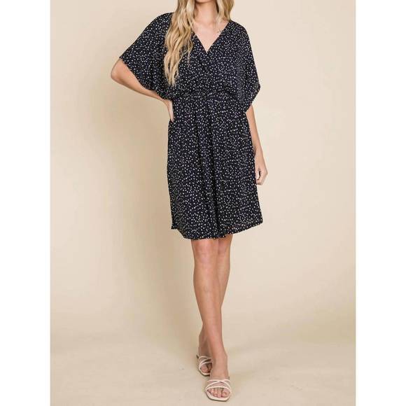 BOMBOM Tie-Dye V-Neck Half Sleeve Dress
